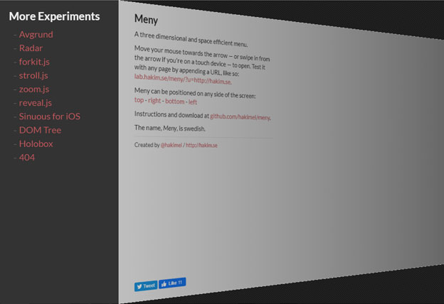 jQuery Plugin For Three Dimensional Menu – Meny