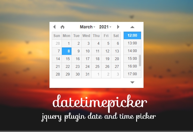 Modern & Clean Date Time Picker Plugin – Datetimepicker